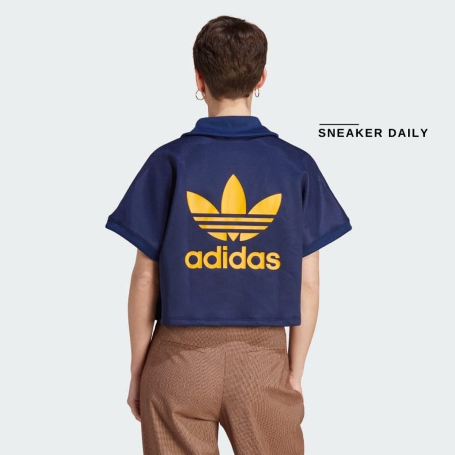 áo adidas adicolor classics oversized crop polo tee - dark blue ii0746