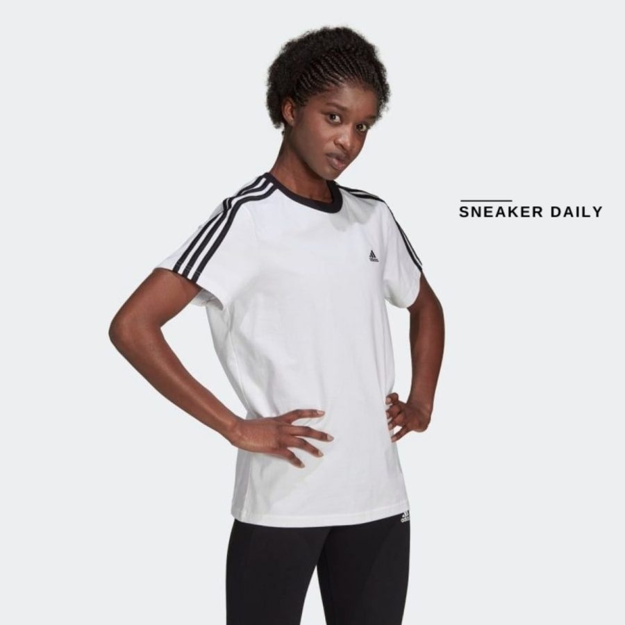 áo adidas essentials 3-stripes tee - white h10201