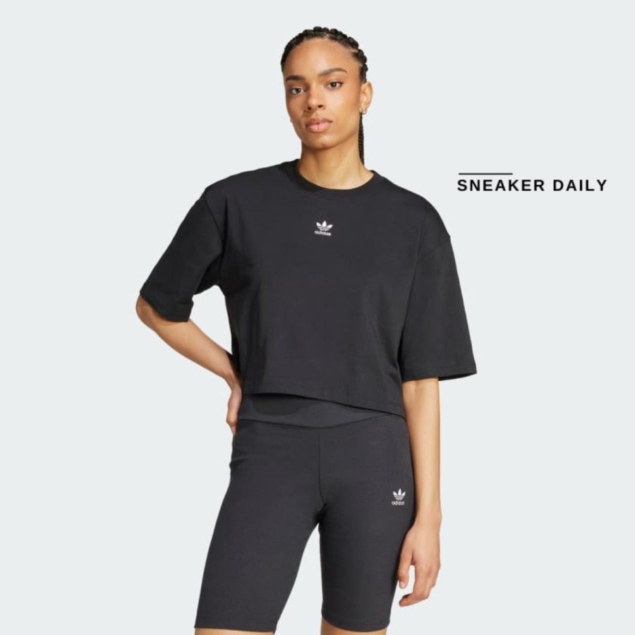 áo adidas essentials crop tee - black iw5706