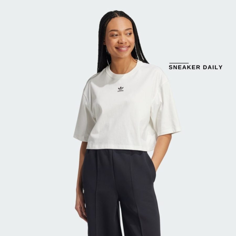 áo adidas essentials crop tee - cloud white iy7331