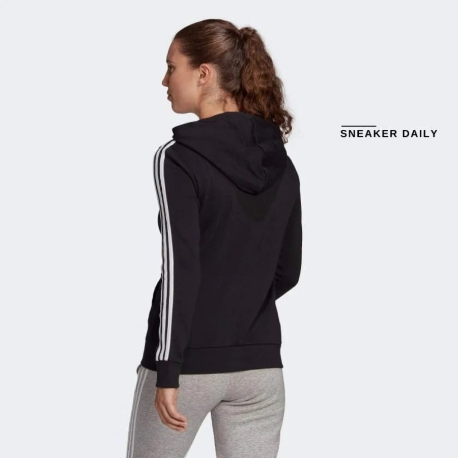 áo adidas essentials french terry 3-stripes full-zip hoodie - black gl0792