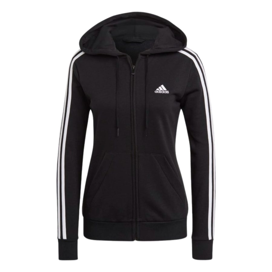 áo adidas essentials french terry 3-stripes full-zip hoodie - black gl0792