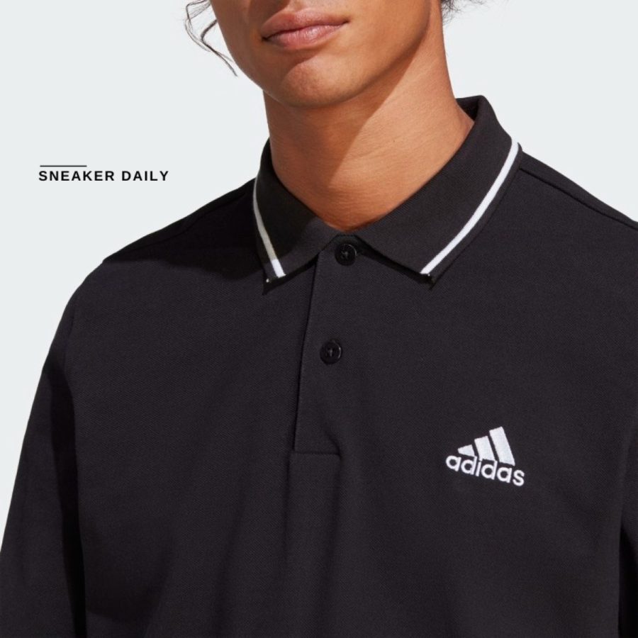 áo adidas essentials piqué small logo polo shirt - black ic9314