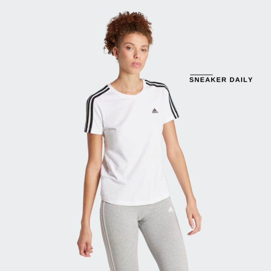 áo adidas essentials slim 3-stripes tee - white gl0783