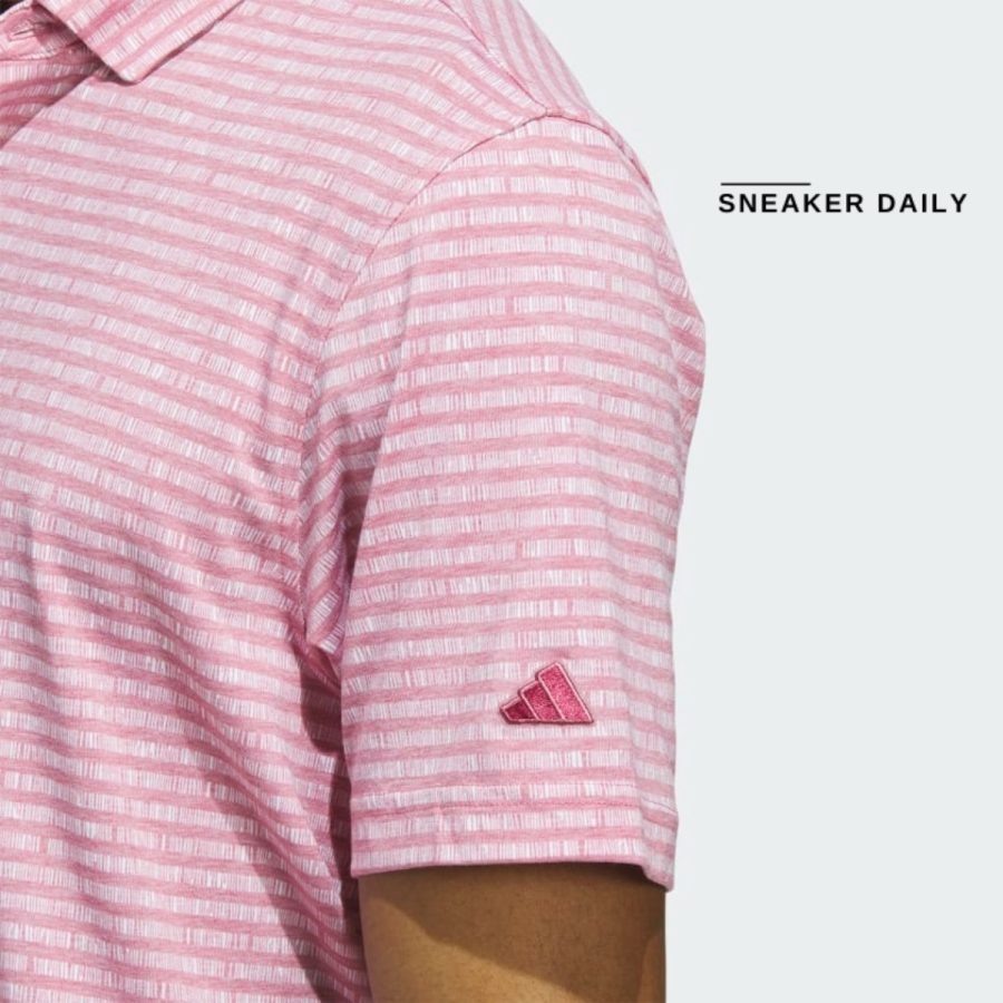 áo adidas go-to striped golf polo shirt - pink strata hr7973
