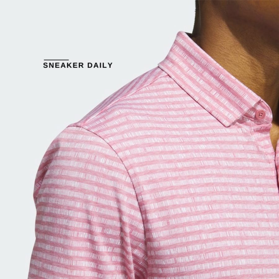 áo adidas go-to striped golf polo shirt - pink strata hr7973