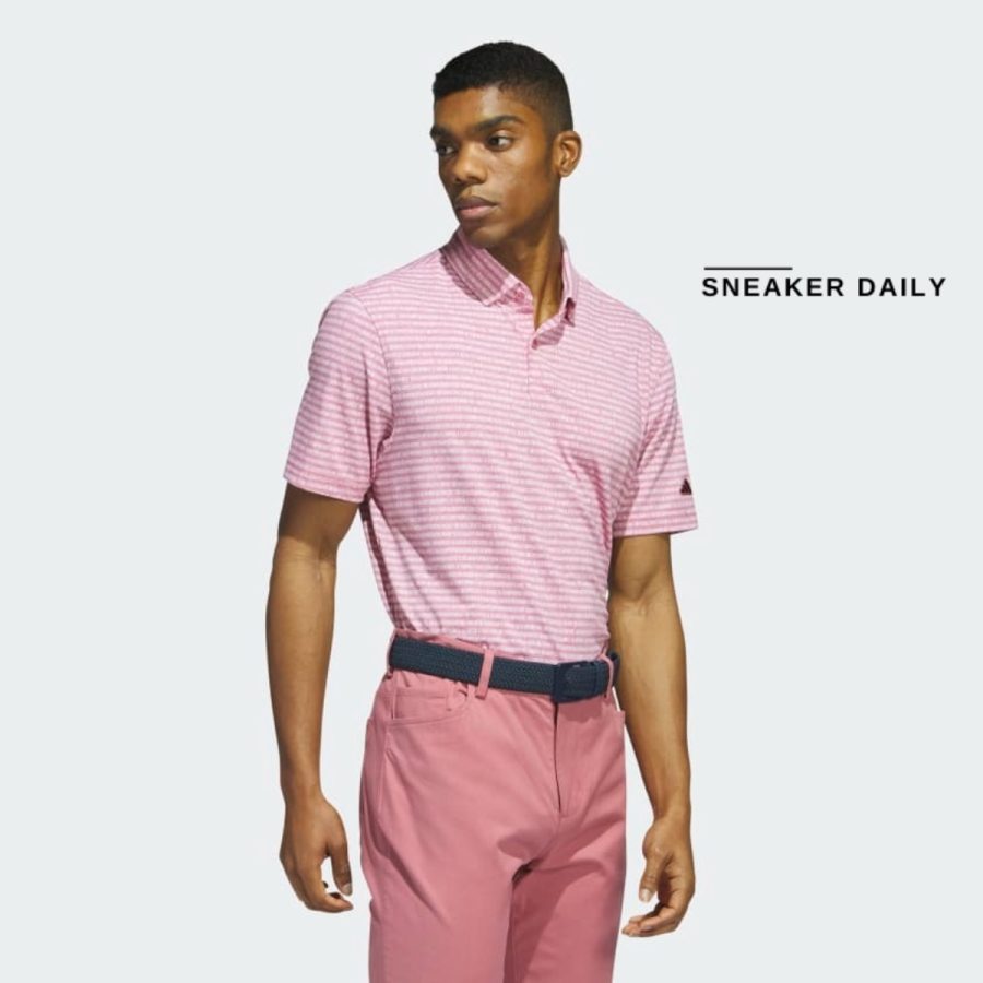 áo adidas go-to striped golf polo shirt - pink strata hr7973