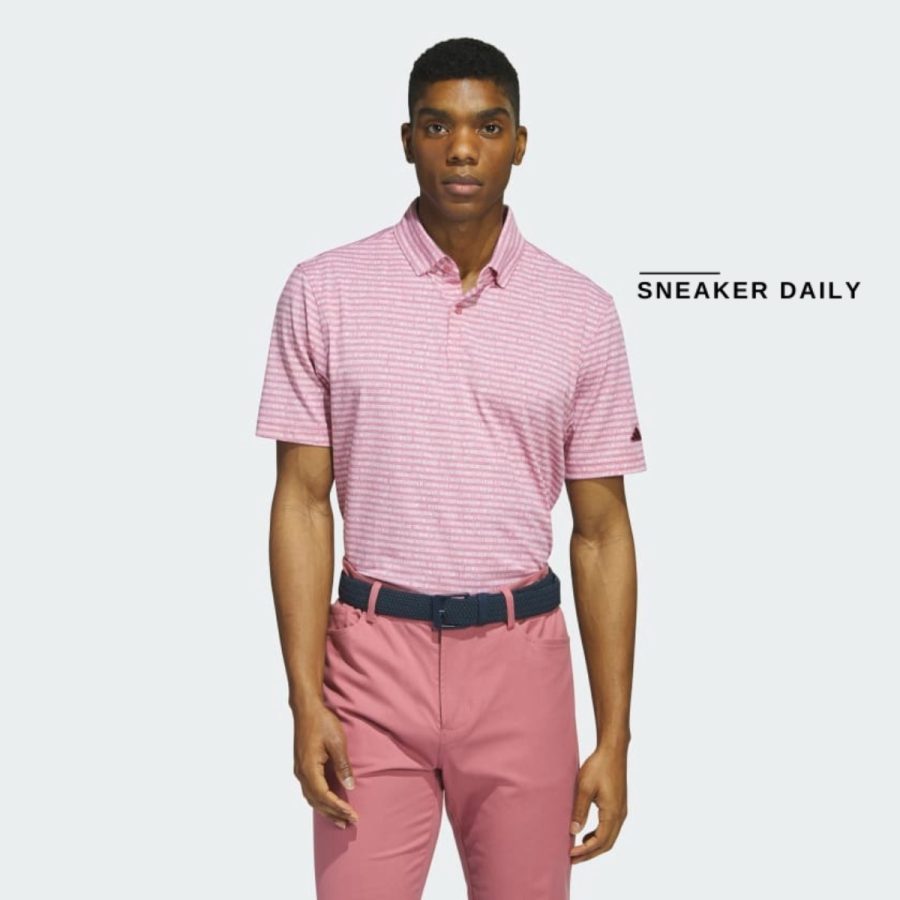 áo adidas go-to striped golf polo shirt - pink strata hr7973