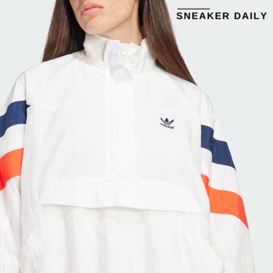 áo adidas half-zip windbreaker white is2320