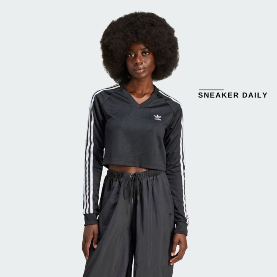 áo adidas long sleeve cropped jersey - black it9707