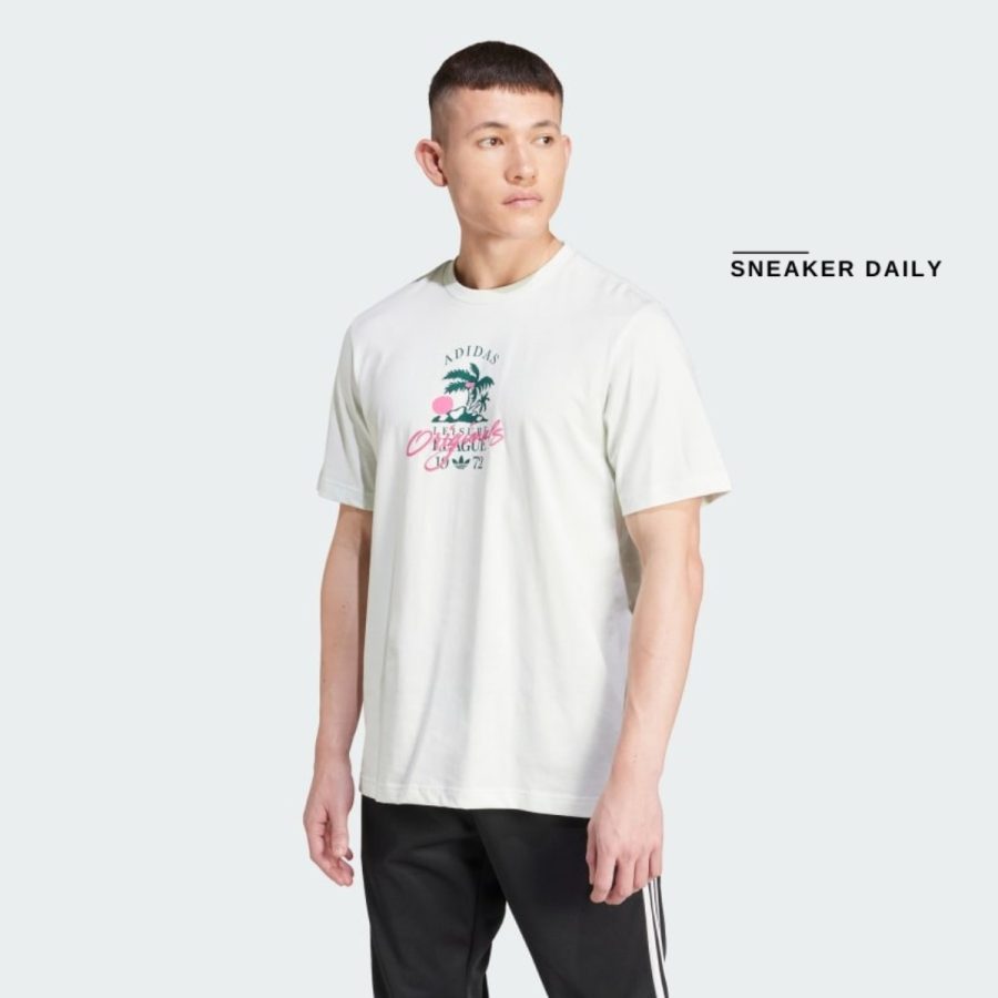 áo adidas originals leisure league logo tee - white jd6342