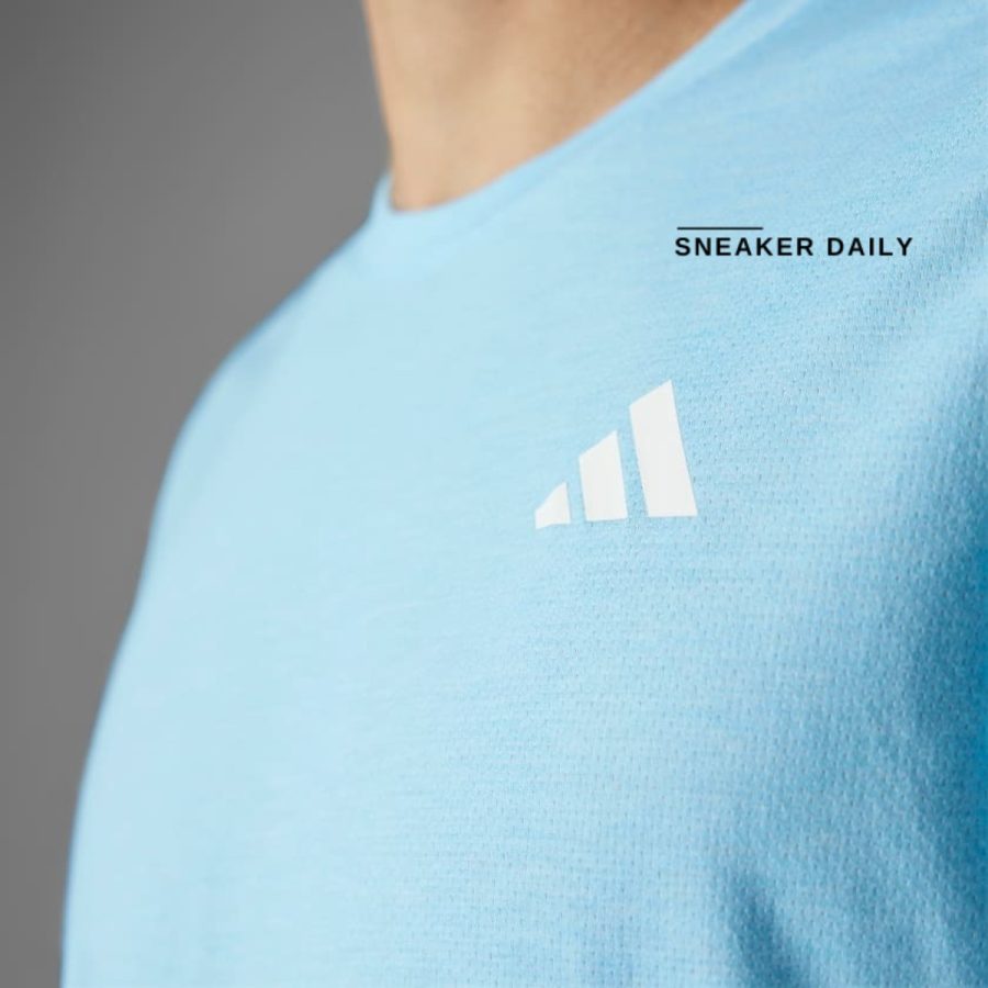 áo adidas own the run 3-stripes tee - semi blue burst in8270