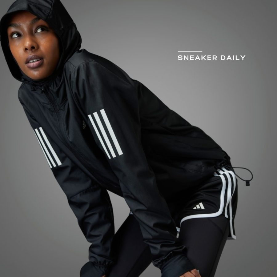 áo adidas own the run hooded running windbreaker - black h59271