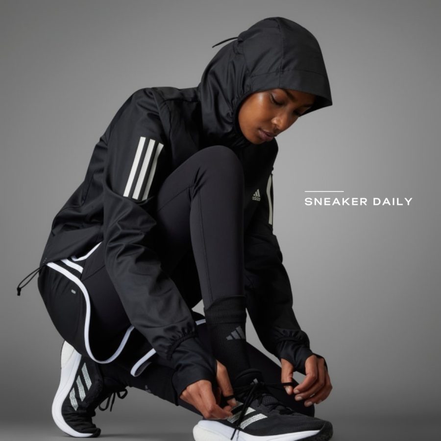 áo adidas own the run hooded running windbreaker - black h59271