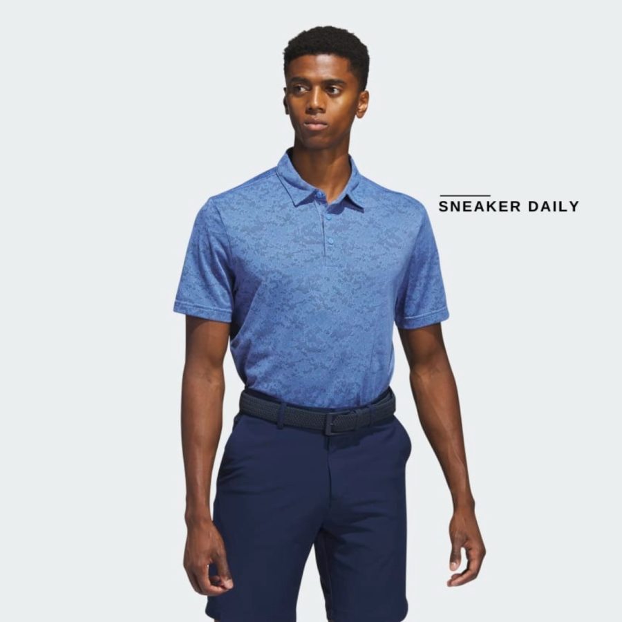 áo adidas textured jacquard golf polo shirt - blue fusion hs7609