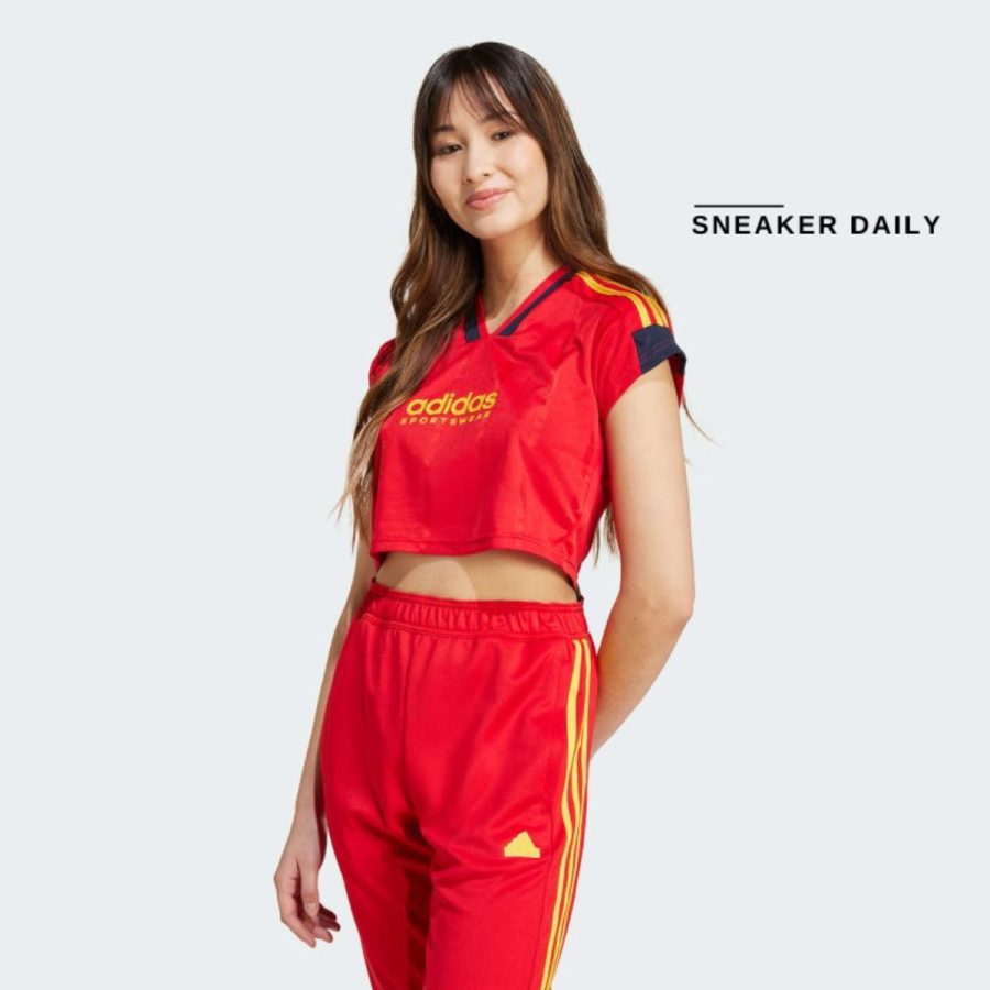 áo adidas tiro cut 3-stripes crop jersey - better scarlet iz2091