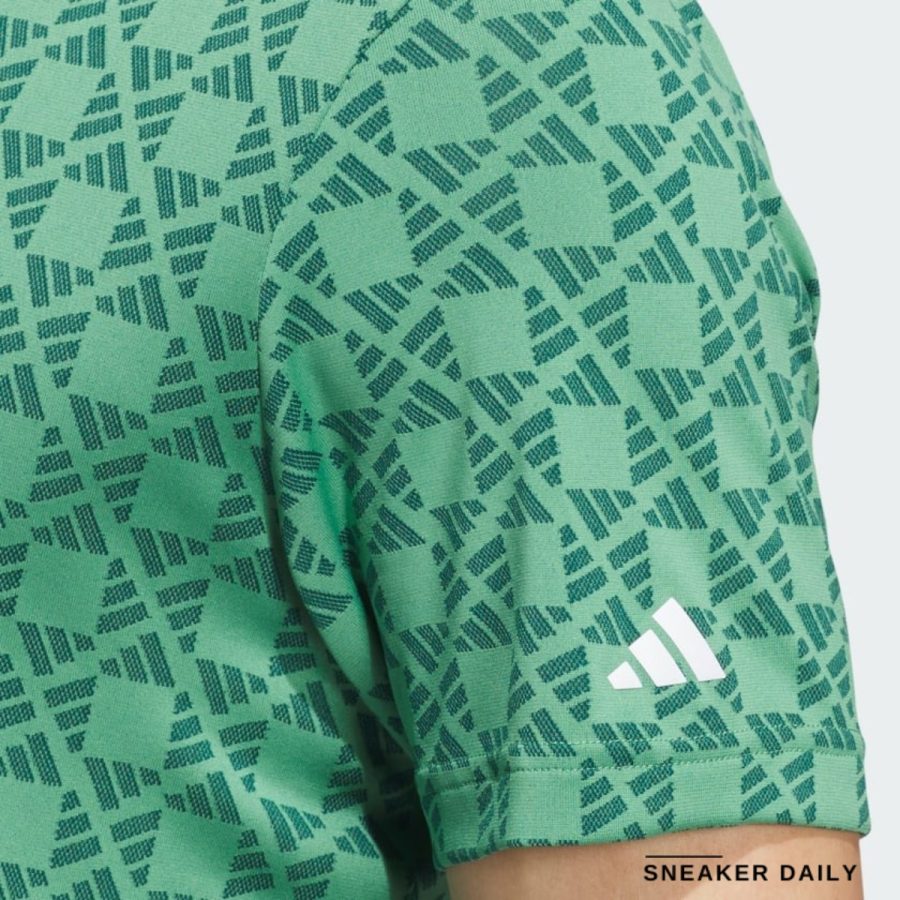 áo adidas ultimate365 tour heat.rdy jacquard polo shirt - collegiate green iz3007