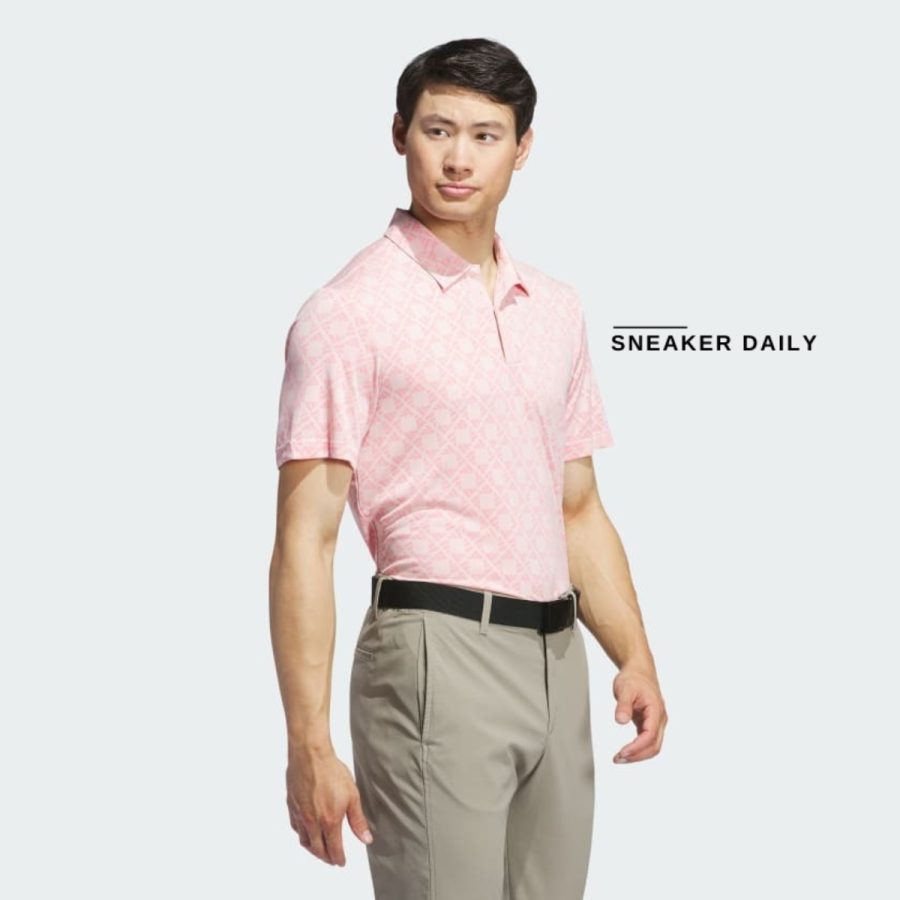 áo adidas ultimate365 tour heat.rdy jacquard polo shirt - semi pink spark iw1475