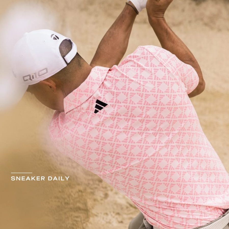 áo adidas ultimate365 tour heat.rdy jacquard polo shirt - semi pink spark iw1475