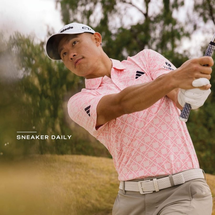 áo adidas ultimate365 tour heat.rdy jacquard polo shirt - semi pink spark iw1475