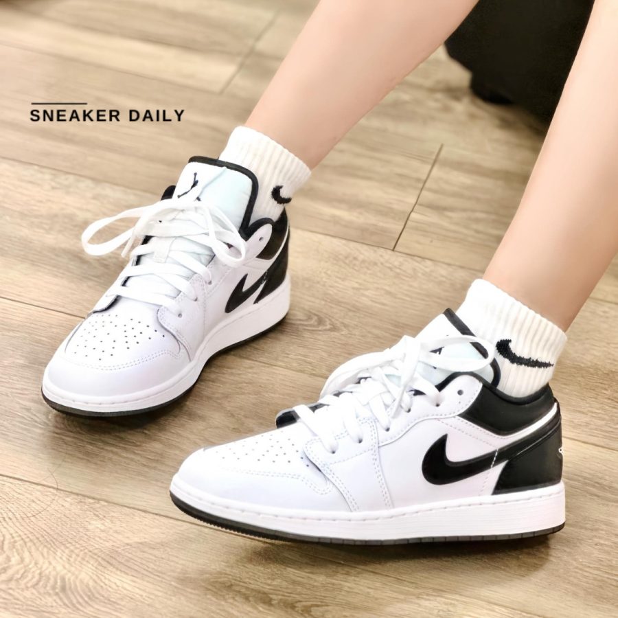 giày air jordan 1 low gs 'white black' 553560-132