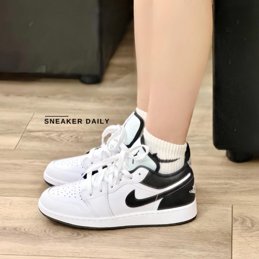 giày air jordan 1 low gs 'white black' 553560-132