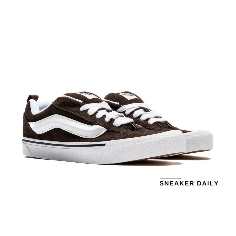 giày vans knu skool 'brown white' vn0009qcnwh1