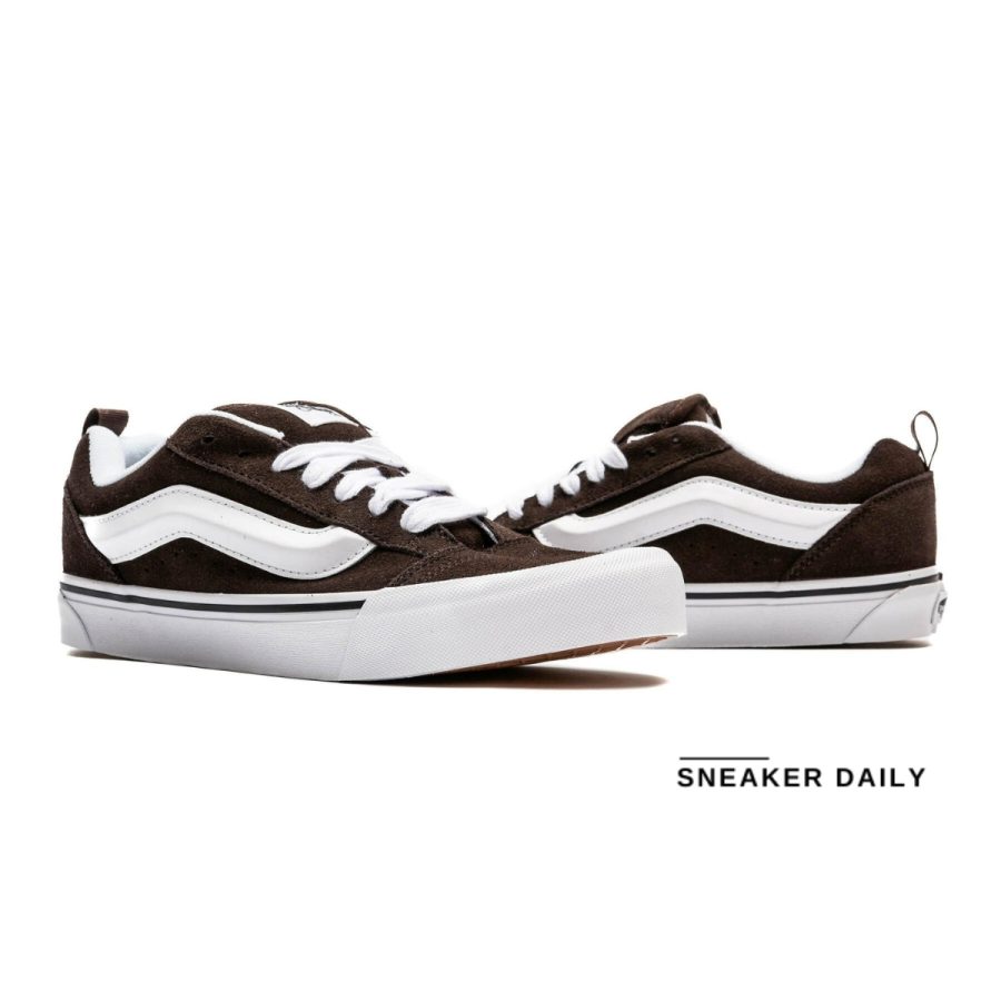 giày vans knu skool 'brown white' vn0009qcnwh1