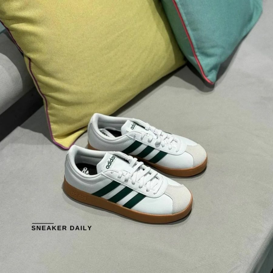 giày adidas vl court base 'cloud white / collegiate green' id3710