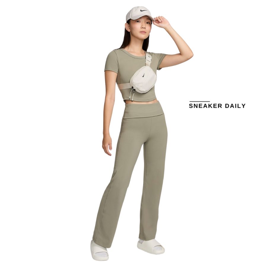 quần nike one women's dri-fit high waist foldover pants fv7849-320
