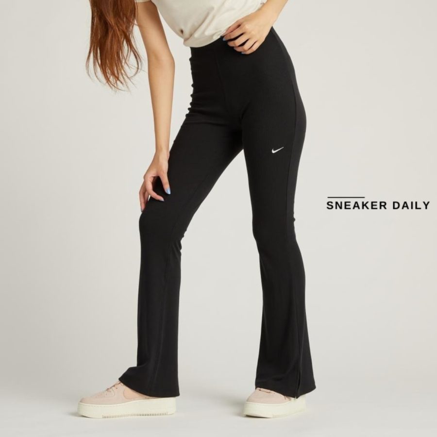 quần nike sportswear chill knit women's tight mini-rib flared leggings fq2114-010