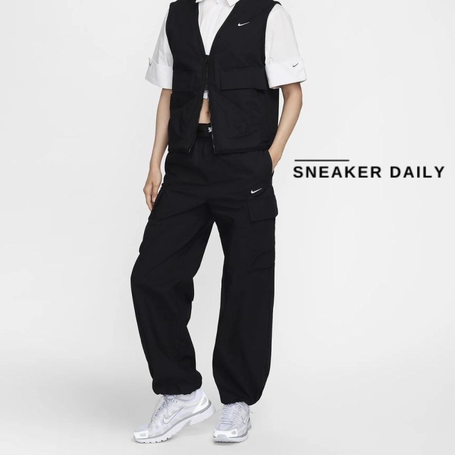 quần nike sportswear everything woven women's mid-rise cargo pants fv7644-010