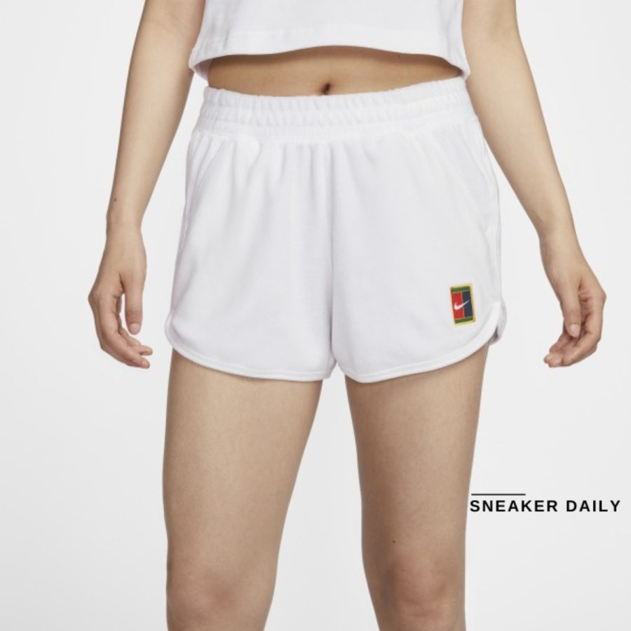 quần nikecourt heritage women's mid-rise french terry tennis shorts fq2283-100