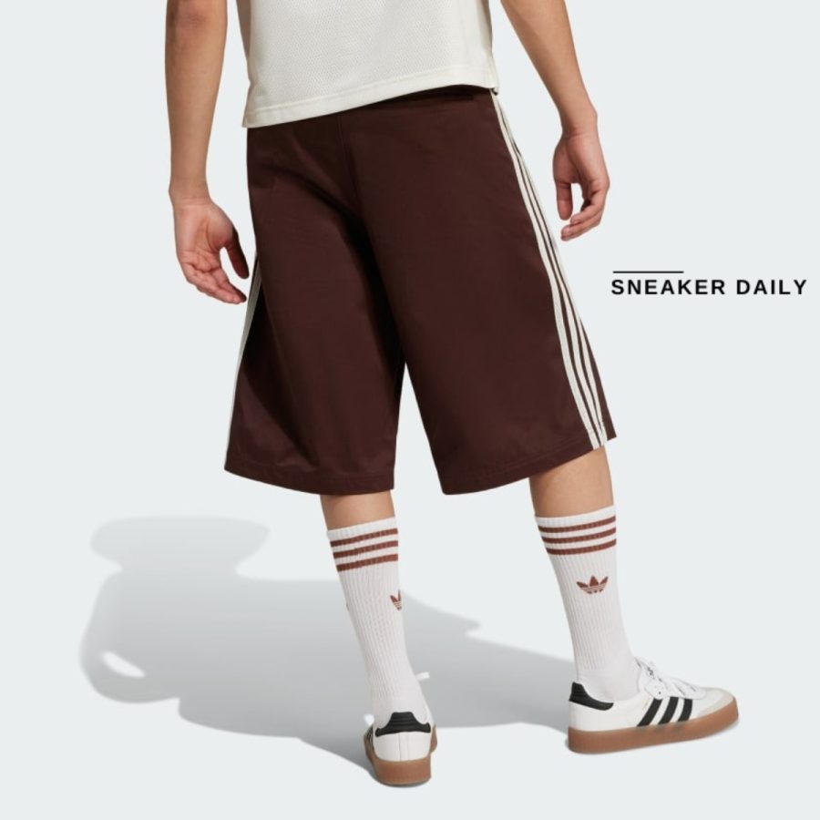 quần adidas '80s loose buttoned 3-stripes 11-inch bermuda shorts - shadow brown jc6524