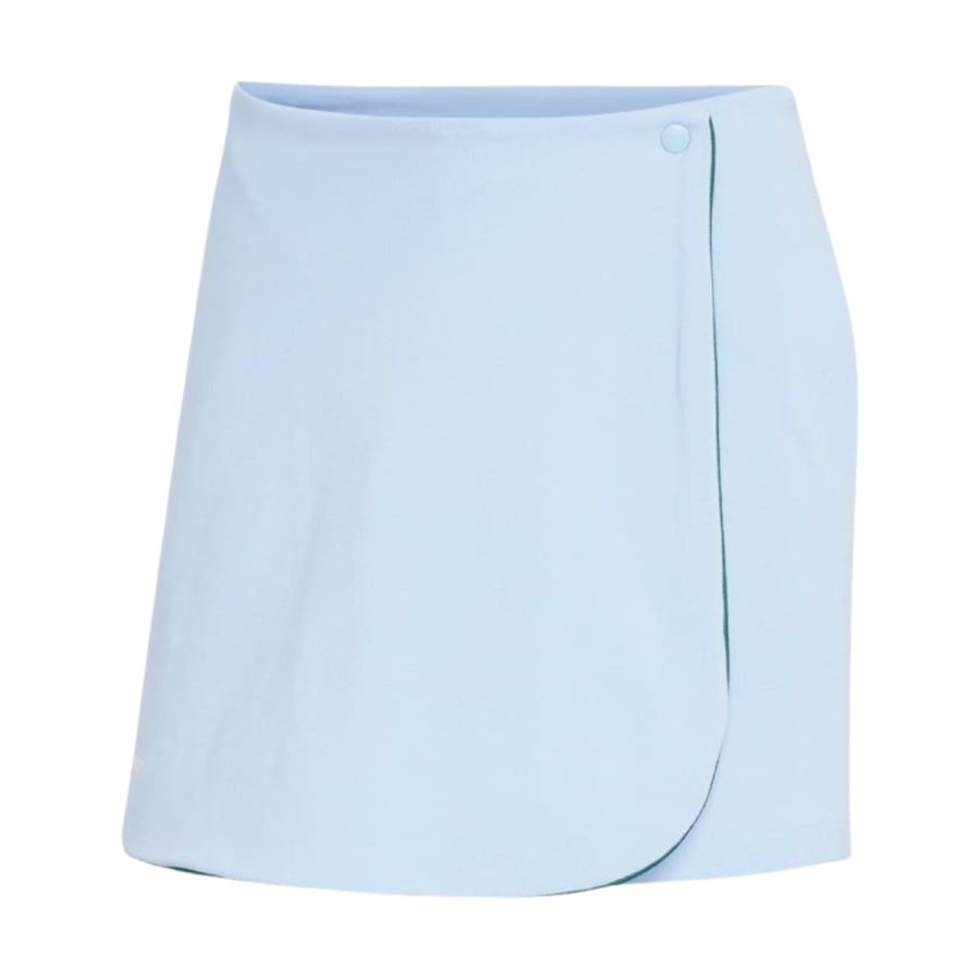 quần adidas logo embroidered mid rise golf skorts - clear sky jc6171