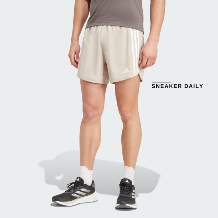 quần adidas own the run 3-stripes shorts - wonder beige iv9968