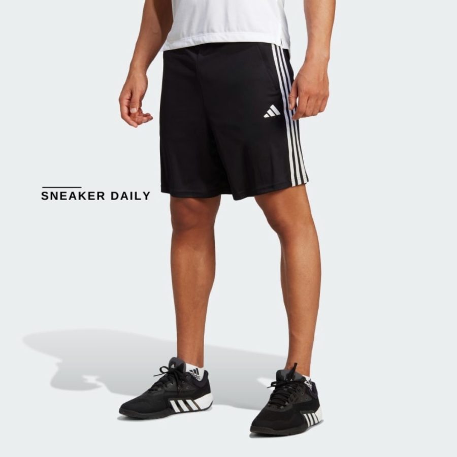 quần adidas train essentials piqué 3-stripes training shorts - black ib8243