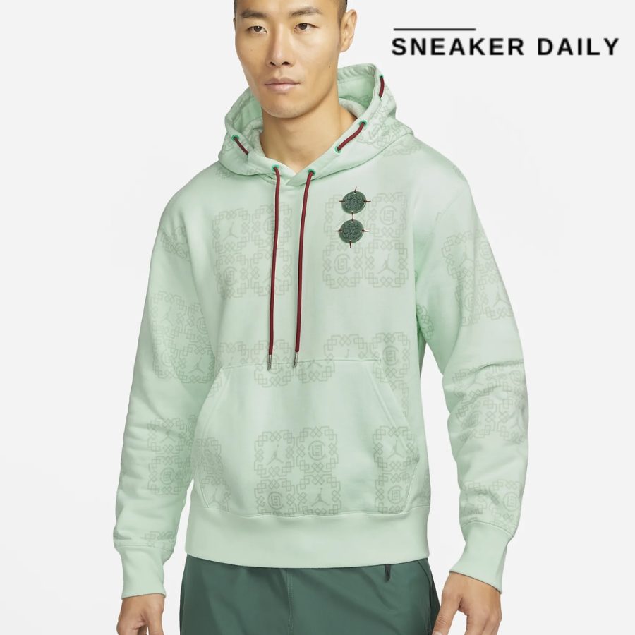 áo jordan x clot crossover china logo full print pullover asia edition autumn green do0008-394