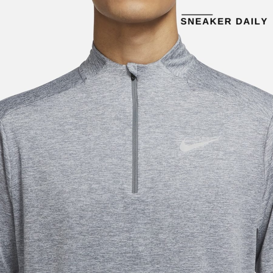 áo nike nk df elmnt top hz casual breathable half zipper sports long sleeves light grey dd4757-084