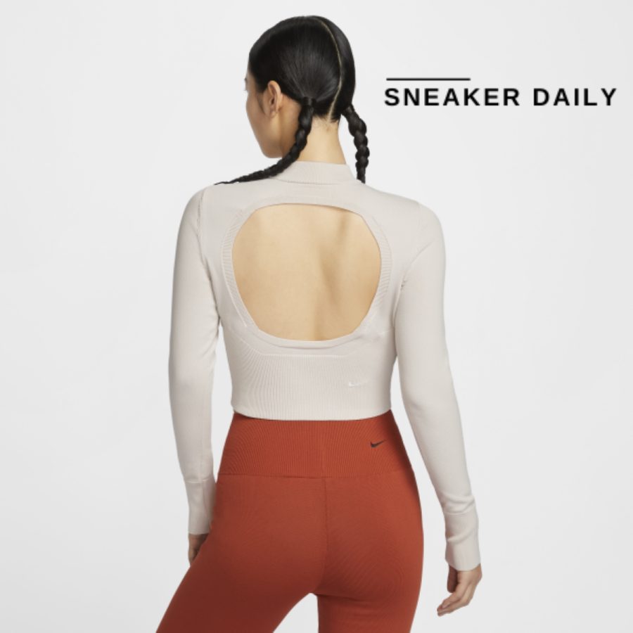 áo nike sportswear chill knit women's slim fit long sleeve cropped knit top fn4690-104