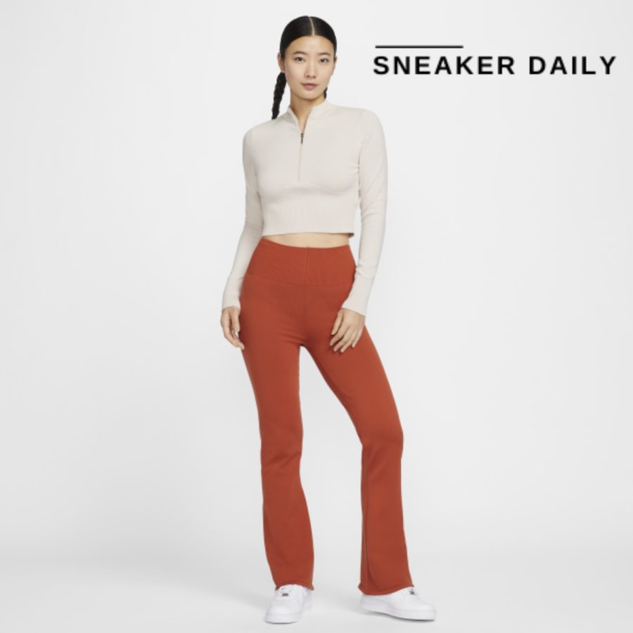áo nike sportswear chill knit women's slim fit long sleeve cropped knit top fn4690-104