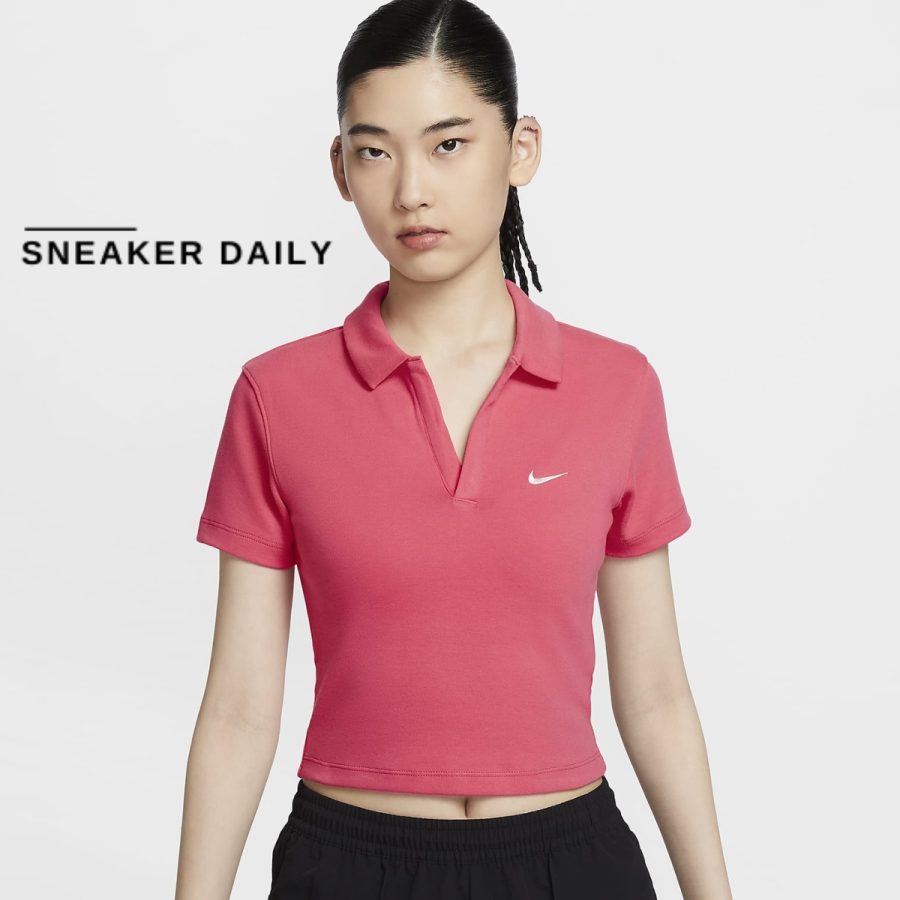 áo nike sportswear essentials women short sleeve polo top dv7885-629