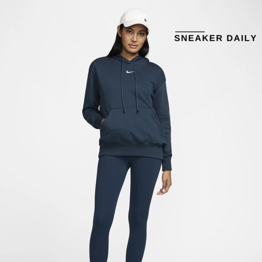 áo nike sportswear phoenix fleece women's oversized pullover french terry hoodie fz7197-478