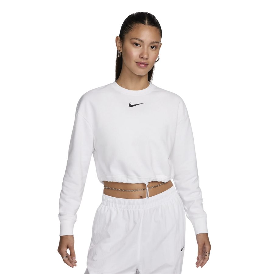 áo nike sportswear swoosh women's french terry crew whitecj3767-100