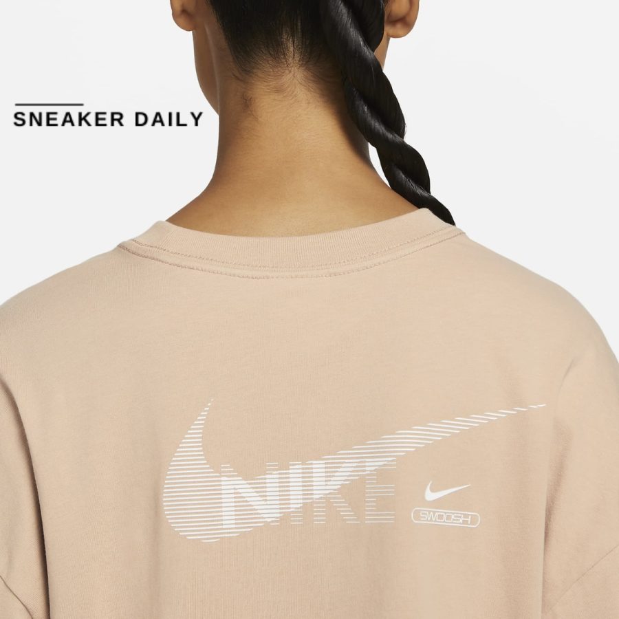 áo nike sportswear swoosh women's graphic long sleeve top dr5633-200