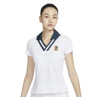 áo nike women's short sleeve polo shirt 'white armory navy' fz0277-100