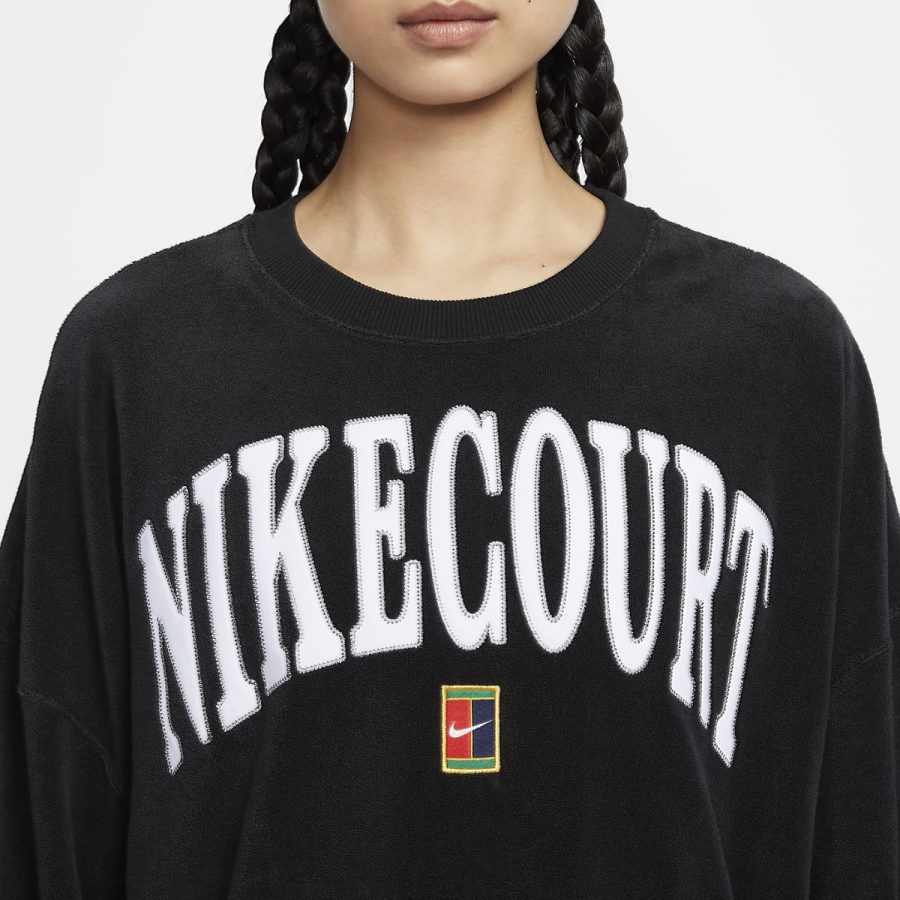 áo nikecourt heritage women's over-oversized crew-neck graphic tennis sweatshirt fq2243-010