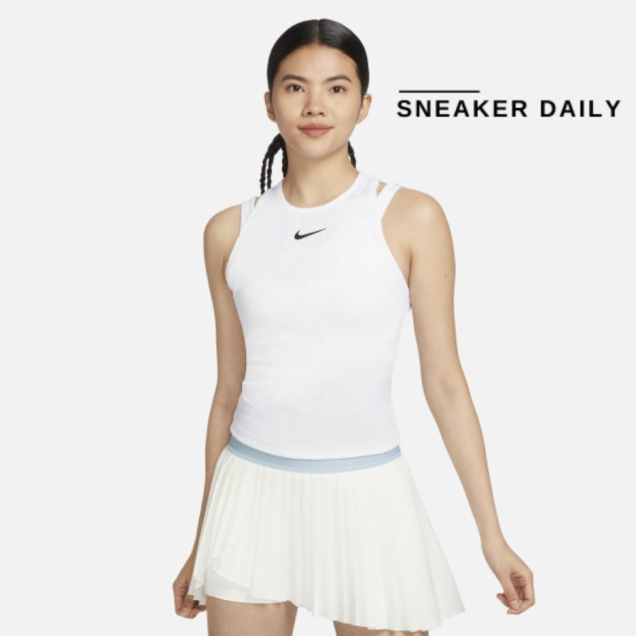áo nikecourt slam women's tank top white fd5657-100