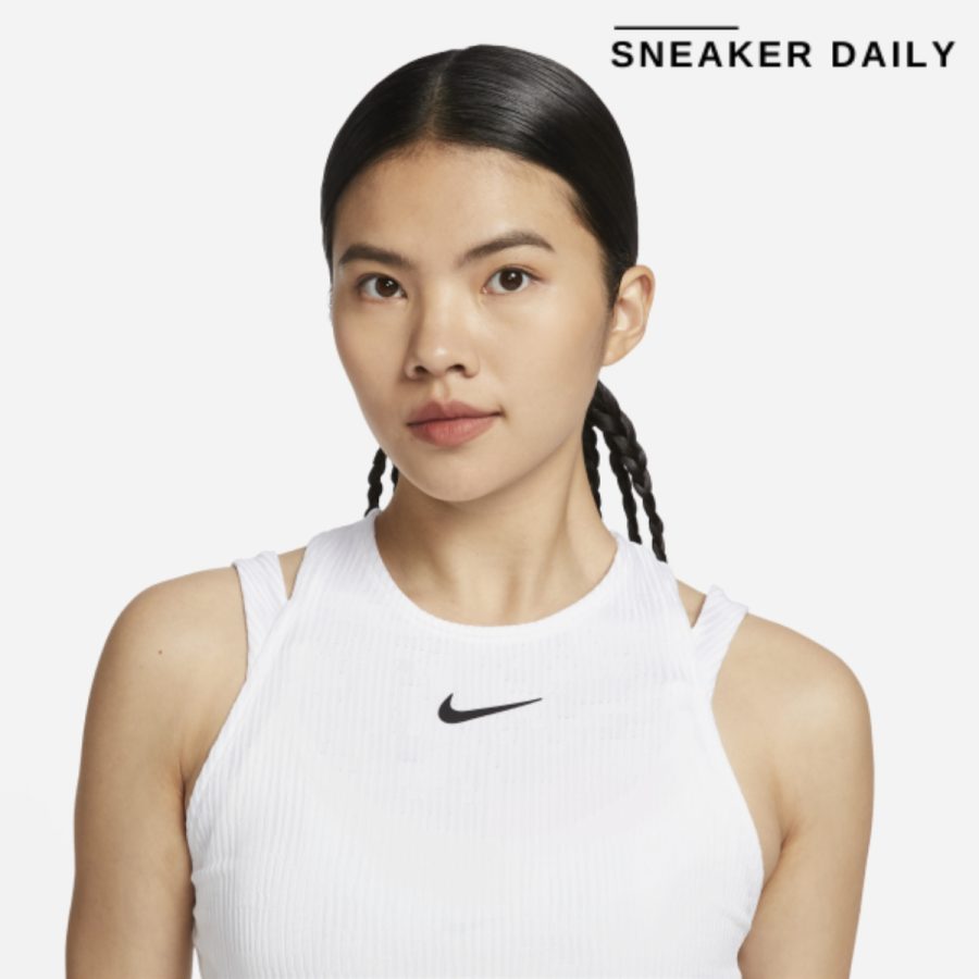 áo nikecourt slam women's tank top white fd5657-100