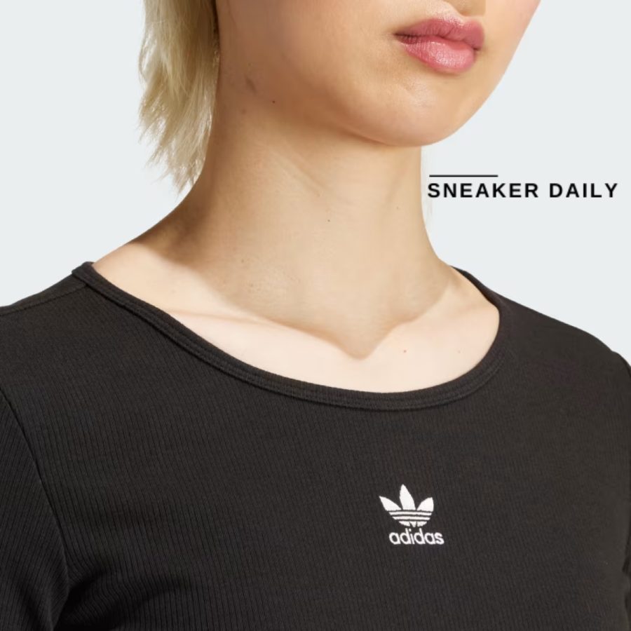 áo adidas essentials ribbed crop long sleeve tee black iw5725